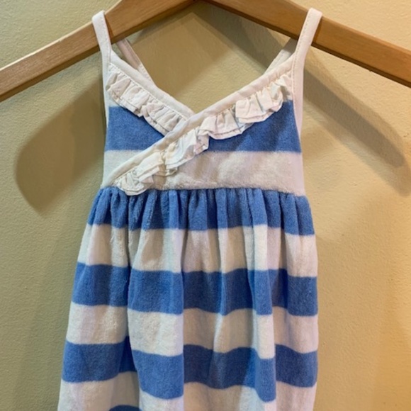 NWT'S Ralph Lauren Terry Cloth Blue/ White Stripe Halter Dress- 2 Piece 12 MTH - Picture 1 of 4